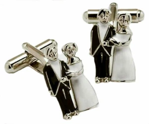 Bride & Groom Wedding Cufflinks in Onyx Art of London Presentation Gift Box - Picture 1 of 2