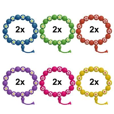 12x Blumen Armband Kinder Mädchen Holzperlen Mitgebsel Party Set - Bild 1 von 4