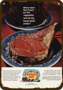 1965 RED COACH GRILL Restaurant Vintage-Look DECORATIVE REPLICA METAL SIGN - Picture 1 of 1