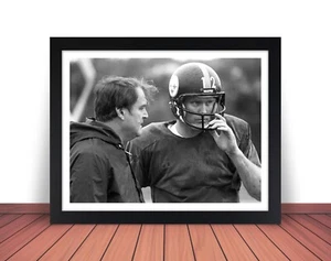 Framed CHUCK NOLL & TERRY BRADSHAW Photo Picture STEELERS Legends 8x10 11x14 W1 - Picture 1 of 10