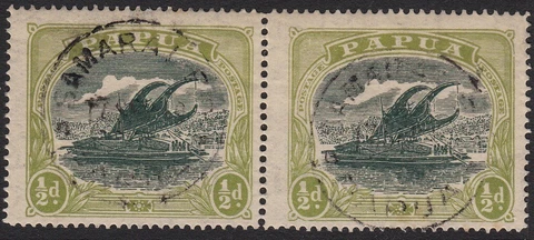 Papua ½d Harrison Bicolour Lakatoi pair, used Cover