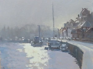 ORIGINAL MICHAEL RICHARDSON ÖL ""Der Fluss Somme, Picardie, Frankreich"" Bootsgemälde - Bild 1 von 1
