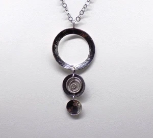 Vintage Silpada Pendant Necklace 925 Sterling Silver Hammered Circles Israel - Picture 1 of 15
