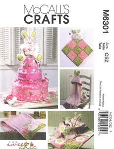 McCall's Patterns M6301 pañal pastel, tela de eructo, blanco, manta, toallas NUEVO - Imagen 1 de 2