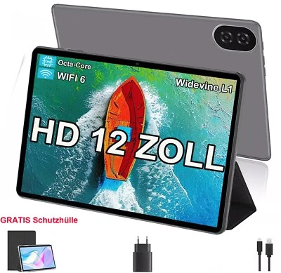 2025 Neu 12 Zoll Tablet Android14 16GB RAM+256GB 8000mAh LTE 2SIM 5G WlFI 3.5mm - Bild 1 von 4