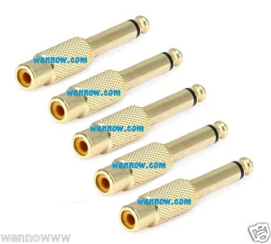 5pcs 6.35mm 1/4" Male Mono Plug To RCA Female Jack Audio Adapter Connector  - Picture 1 of 2