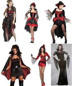 LADIES VAMPIRE COSTUME SIZE 6-16 TWIGLIGHT VAMPIRE DIARIES UNDERWORLD HALLOWEEN - Picture 1 of 3