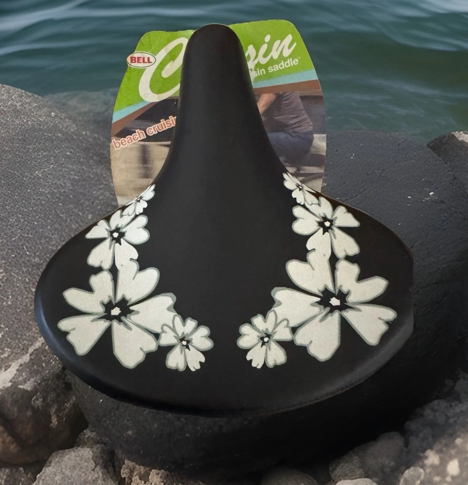 Asiento de sillín deportivo Bell vintage negro blanco flores asiento cómodo de gran tamaño Foto 1 de 4
