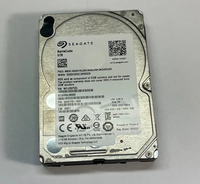 5TB 2.5" Seagate BarraCuda ST5000LM000 Thik for server 100% Health - Image 1 of 4