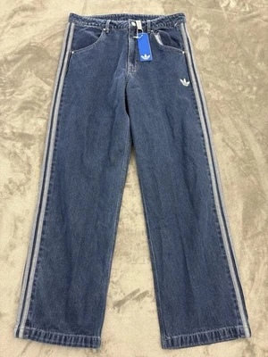 Jeans Adidas Firebird masculino rotulado 34 serve (32x32) azul denim folgado Y2K JC6234 - Imagem 1 de 4