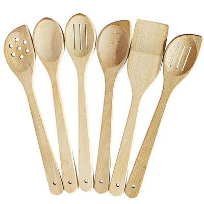 ECOSALL Healthy Wooden Spoons For Cooking Set of 6. Safe and Reliable Cooking - Image 1 of 4