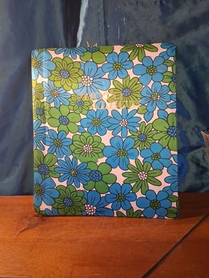 Vintage Floral Flower Fabric Photo Album Blue Green And White As Is See Pictures - Image 1 of 4