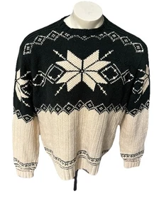 Polo Ralph Lauren Herren XL Nordic Ski Pullover Handstrick Leinen Baumwolle Grün Creme - Bild 1 von 14