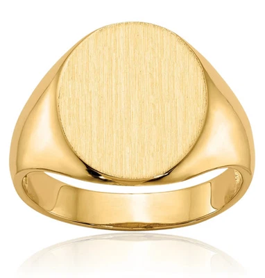 Anillo de sello grabado personalizado de oro amarillo macizo de 14K para hombre Foto 1 de 4