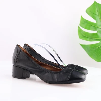 Женские туфли-лодочки Clarks модель Cala Dor размер 8 черные кожаные на блочном каблуке с закрытым носком - Изображение 1 из 4