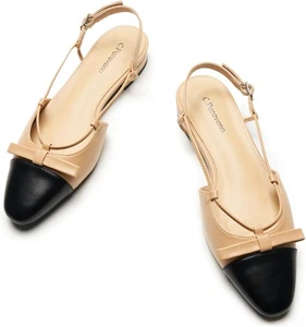 C.Paravano Damen-Sandale Fersenriemen flache Zehenkappe flache Schuhe 10 beige - Bild 1 von 1