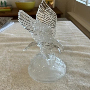 Crystal & Frosted Glass Eagle, Wings Spread Figurine Base Frosted - Picture 1 of 8