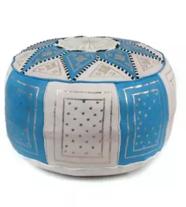 Pouf in pelle marocchina fatti a mano hassock pouf poggiapiedi pouf pouf - "blu" - Foto 1 di 2