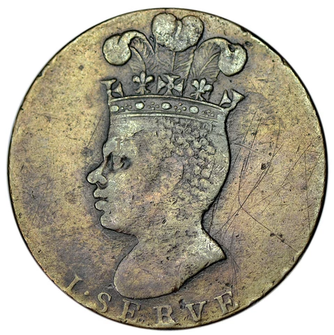 BARBADOS 1 Penny 1788 VF Large Head/Large Pineapple Cover