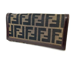 Portafoglio lungo FENDI Zucca marrone tela pelle bifold vintage Italia - Foto 1 di 22