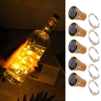 20LED Solar Wine Bottle Cork Shaped String Fairy Lamps Night Lights Party Decor - Image 1 of 4