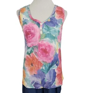 Jordache Concepts Vintage 90's Top Women's Small Tank Top Ribbed Pastel Floral - Picture 1 of 7