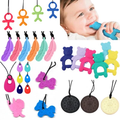 Sensory Chew Necklace Food Silicon Autism ADHD Biting Oral Teething Chewy Toy - image 1 of 4