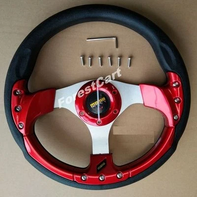 Volante rojo de 13" con interruptor de bocina rojo a la deriva carreras deporte ligero golf Foto 1 de 4