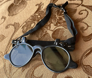Vintage 1940's Flip Up Down Safety Glasses Steampunk Bakelite Frame w/Strap