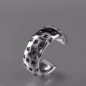 silver star ear cuff clip on non-piercing stainless steel single earring unisex - Picture 1 of 2