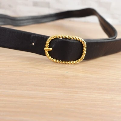 Cinturón con Hebilla Dorada para Mujer Talla XS Cuero Azul Damas Moda Cintura Oscuro Genuino Foto 1 de 4