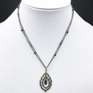 Vintage SAQ Marcasite Necklace, 80's Avon Pendant - Picture 1 of 7