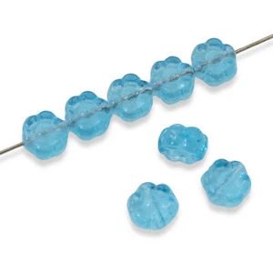 50 Aqua Blue Daisy Flower Beads - 6mm Czech Glass Beads - DIY Jewelry Projects - Picture 1 of 7
