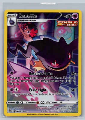 Pokémon TCG Banette Lost Origin Trainer Gallery TG07/TG30 Holo Ultra Rare - Image 1 of 2
