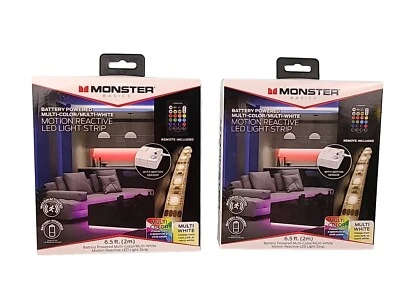 2-Nuevas Tiras de Luz LED Multicolor Reactivas a Movimiento Monster con Control Remoto 6.5Pies Foto 1 de 4