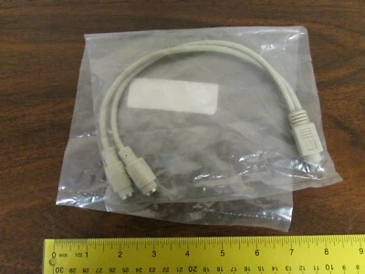 Mini-DIN Splitter Cable Male to Two Female 6P New - Image 1 of 2