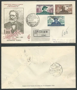 1951 TRIESTE A FDC VENETIA 120 GIUSEPPE VERDI TIMBRO DI ARRIVO - BF - Picture 1 of 1