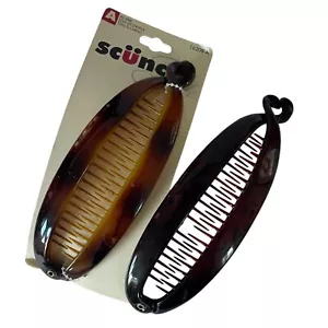 2er Set Scunci Banane Haarspangen Tailschlangen braun Retro Haare 16208-A Vintage 2001 - Bild 1 von 5