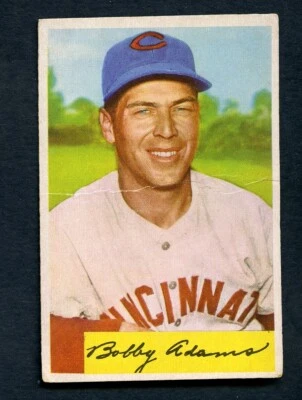 1954 Bowman Baseball Card #108 Bobby Adams Redlegs Good - Image 1 of 2
