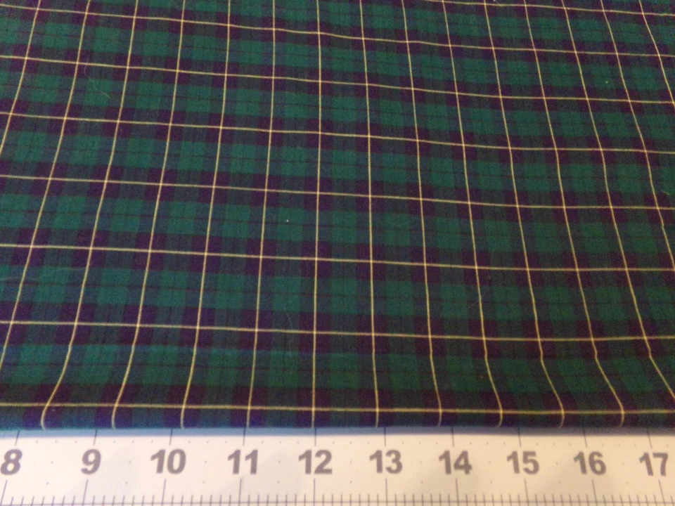 34" X 34" "VINTAGE  GREEN AND NAVY TARTAN PLAID NEW COTTON # 5659 - Image 1 of 1