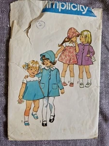 Toddler Dress And Coat Sewing Pattern Simplicity 9788 Age 2 - Picture 1 of 9