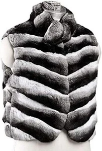 Women's Sz 6/8 Brand New Genuine Chinchilla Fur Vest CLEARANCE SALE - Picture 1 of 7