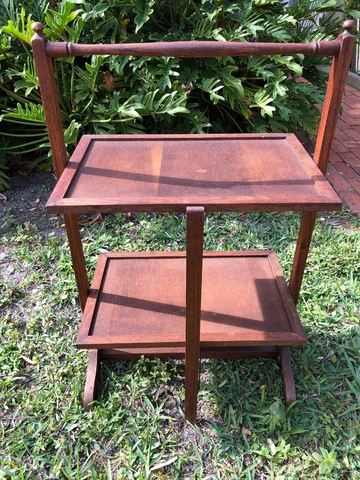 Pie Cooling Table, folding, 2 tier,vintage, 31"x12"20".  Oak Cover