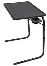 Portable & Foldable Comfortable Adjustable TV Tray Table Stand + Cup Holder NEW