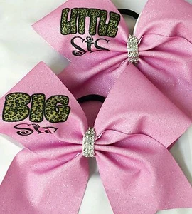 Cheer Bow ~ Big Sis Little Sis Leopard ~ Glitter - Hair Bows - Picture 1 of 1