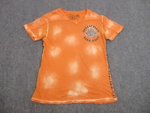 Affliction Shirt Mens Large Orange Grunge Lightweight Casual Live Fast Logo - Picture 1 of 13