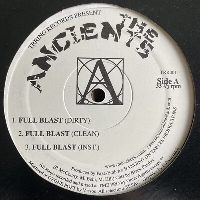 THE ANCIENTS - FULL BLAST / NY2K (12")  2000  RARE!!  EL-P + J-TREDS + PAZE-ERAH - Image 1 of 2