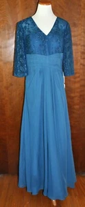 Teal JJ's House High Waisted Lace Applique Chiffon Bridesmaid Gown Size 12 - Picture 1 of 10