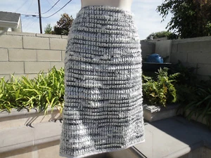 St. John Knits Skirt, Black, White & Silver w/Trim at Hemline, Lined, Size 6 - Picture 1 of 12