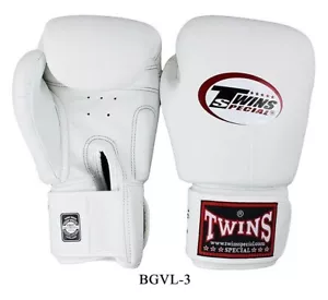Guantes de Boxeo Gemelos Cuero Especial MMA Muay Thai Hecho TH BGVL3 BLANCO Talla 12-16oz - Imagen 1 de 11